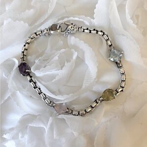 JAI Sterling Silver Box Chain Multi Gemstone
Bracelet size 7”